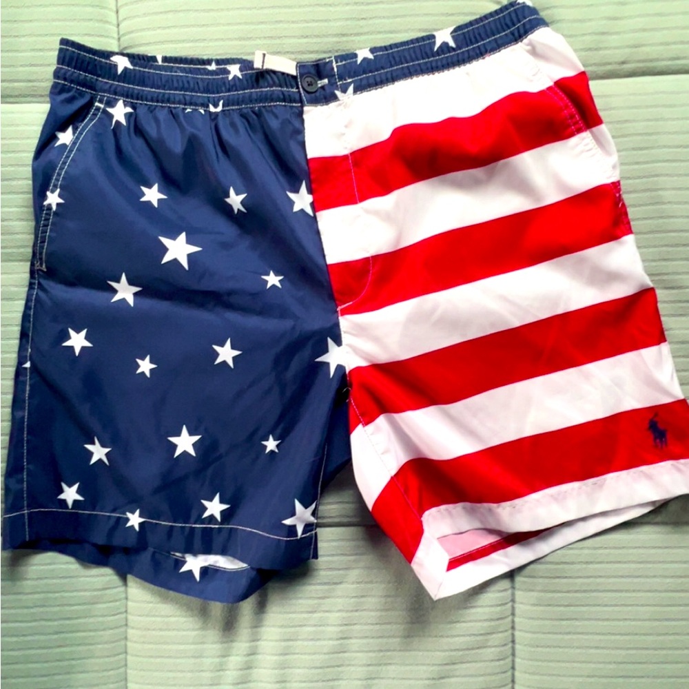 Polo Red White and Blue Mens swim trunks